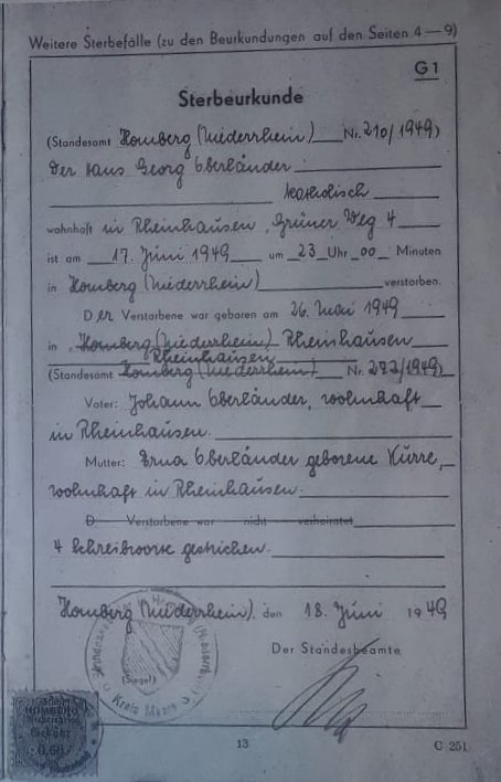 Hans Georg Oberländer + 17 Jun 1949